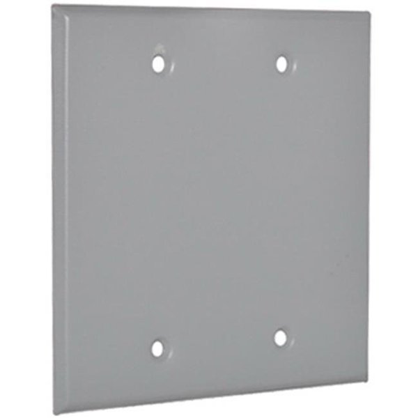 Hubbell Electrical Box Cover, 2 Gang, Blank 357155